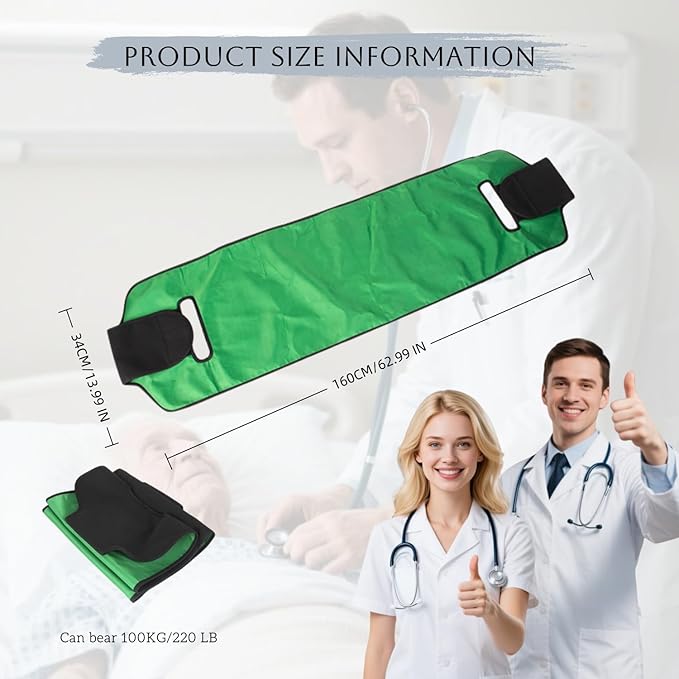 Patient Transfer Sling,Lift Assist Gait Belt, Patient Lift Sling Mobility Aid,Transfer Belt for Disabled, Elderly,Patients（Green）