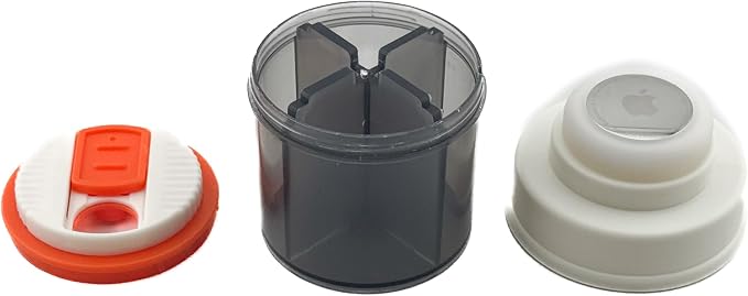 4-Compartment Pill Organizer with Built-in AirTag Holder - Trackable Travel Pill Case Compatible with AirTag, Waterproof Medication Dispenser for Vitamins and Supplements, Black