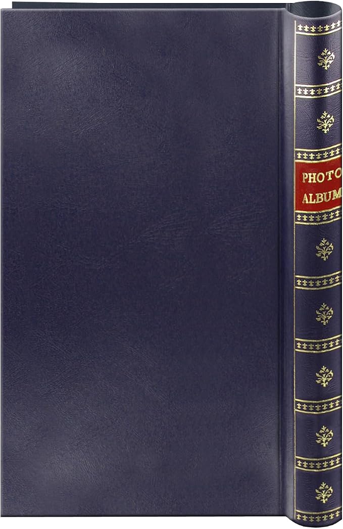 Spiral Bound Photo Album 300 Bi-Directional Memo Pockets Hold 4x6 Photos, Navy Blue