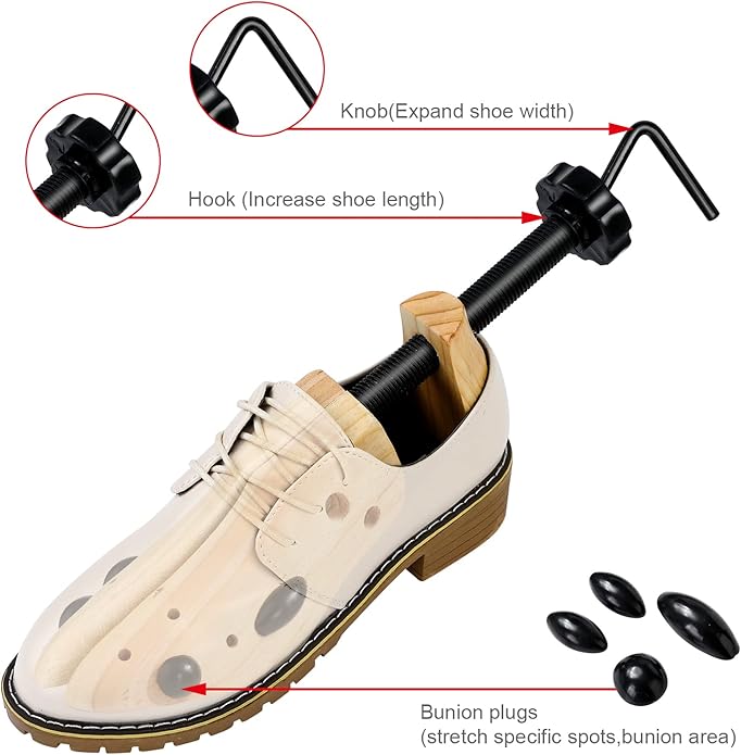 Two way Wooden Shoes Stretcher,Shoe Trees Adjustable Length & Width for Men and Women.(Man's Size 9 -13 Woman's Size 10-13.5)
