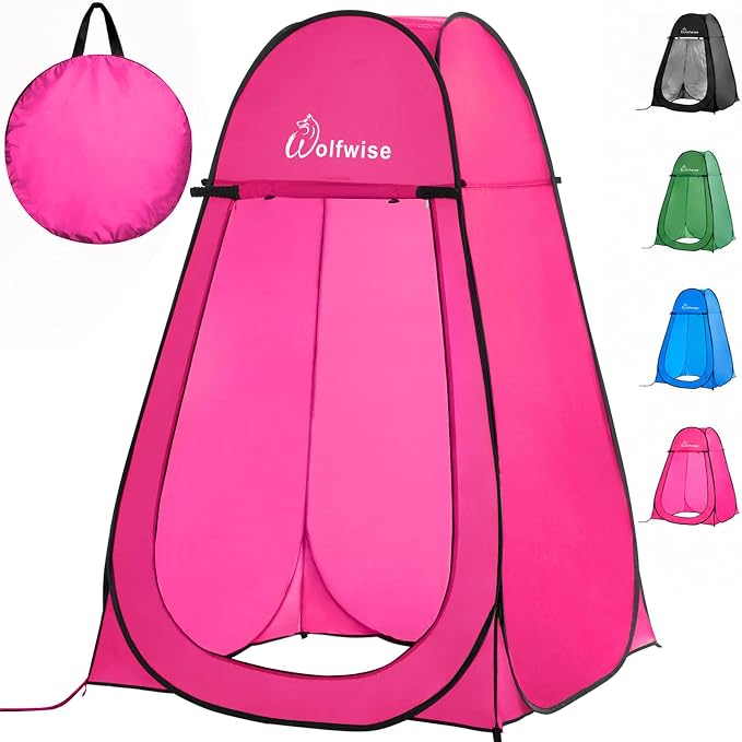 WolfWise Pop Up Shower Tent for Camping Essentials, Compact & Lightweight | Portable Instant Changing Tent with Window & Carry Bag, Privacy Dressing Room Bathroom for Outdoor, 6'3"/6'11" H