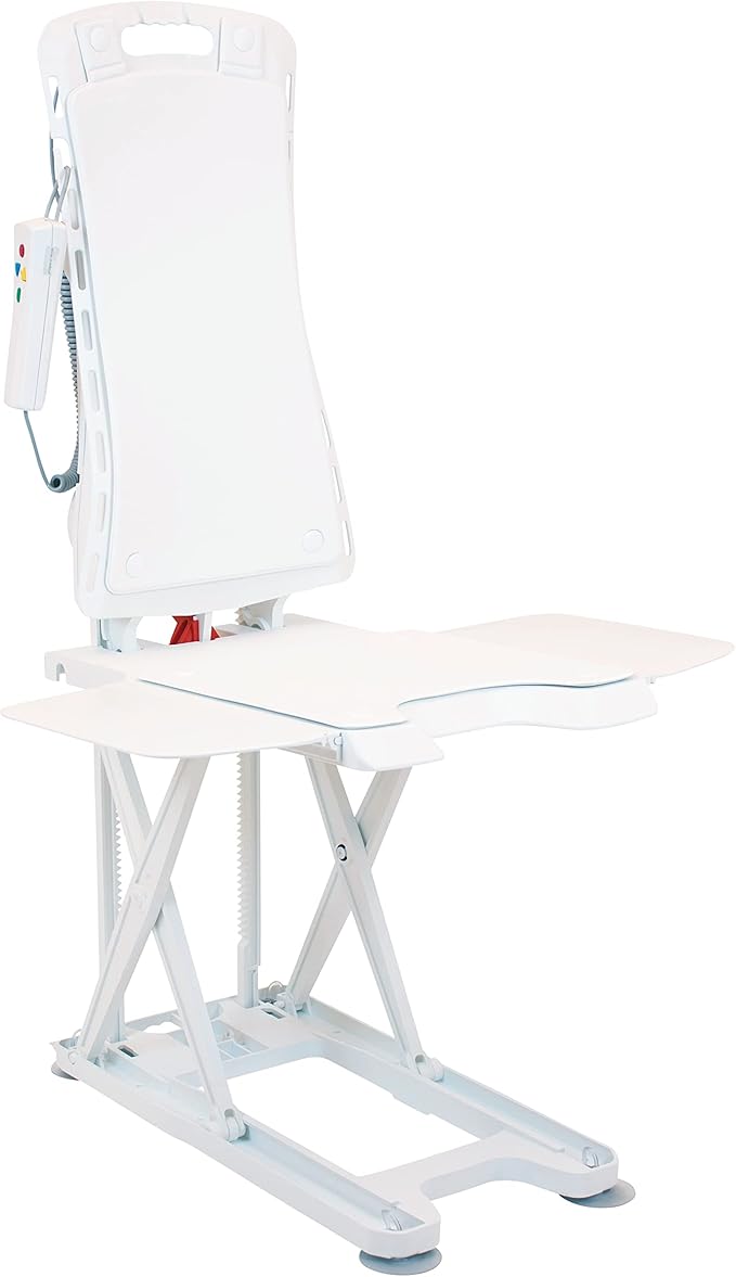 Drive Medical Bellavita Dive Bath Lift Chair, Reclining Electric Auto Bath Lifter & Tub Chair Lift, Bathtub Seat Transfer Chair with Open Seat Design, White