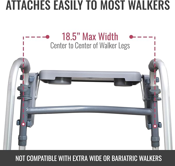 HealthSmart Walker Accessory Kit, Includes HealthSmart Walker Glides, HealthSmart Walker Basket, and DMI Folding Walker Tray, Fits Most Walkers