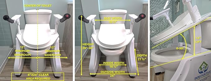 LuxeLift Bidet Powered Toilet Assist Lift | Electric Height Adjustable Elevated Seat Riser for Seniors Elderly | Built-in Bidet & Dryer | Safe | Certified | Easy Assembly | 350 LBS | HSA&FSA