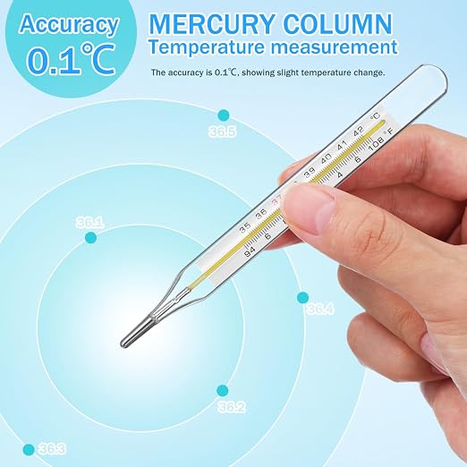 4PCS Glass Cuban Temperature Thermometers for for Adults Kids ℃ & ℉ | Thermometers for Fever - Old Fashioned Axillary & Oral Temperatures Accurate Measurement for Families