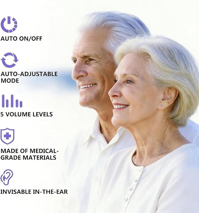 Hearing Aids for Seniors, Mini Rechargeable and Long-Lasting Invisible in-THE-Ear Hearing Aids with Noise Cancelling, Customizable Listening Experience and Easy Control (Beige)