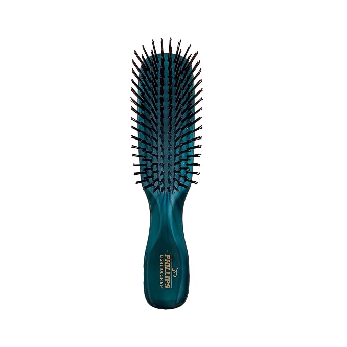 Phillips Brush Light Touch 6 Detangling Hair Brush, Petite Emerald Green | Flexible Nylon Bristles Gently Detangle and Smooth All Hair Types. Compact 6.25 Inch Brush for Daily Use and Travel