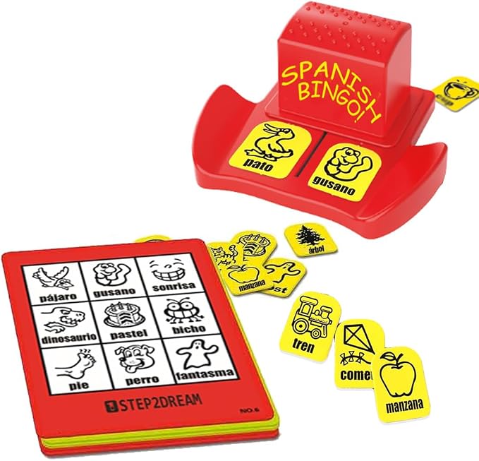 1step2dream Spanish Bingo Game for Kids: Enhancing Learning with Spanish Sight Word Matching Games - Ideal for Classroom & Family | Fun Sightwords Game