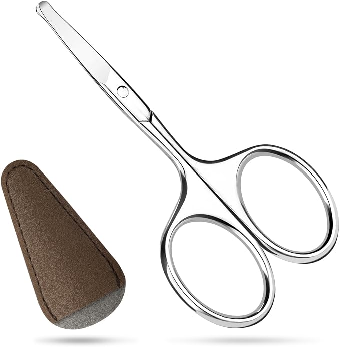 Hdama Nose Hair Scissors, Safety Blunt Tip, Facial Ear Grooming, Men Women | Small compact design for trimming eyebrow, mustache, and beard. Suitable for men and women.