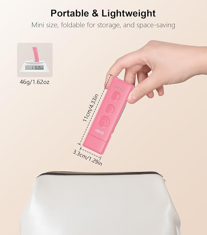 Gritin Book Light Rechargeable, Clip on LED Reading Light for Books in Bed | Eye Caring 3-Color & 5-Brightness, Stepless Dimming, Long Lasting, Compact Size Flexible Book Lamp for Bookworms-Warm Pink