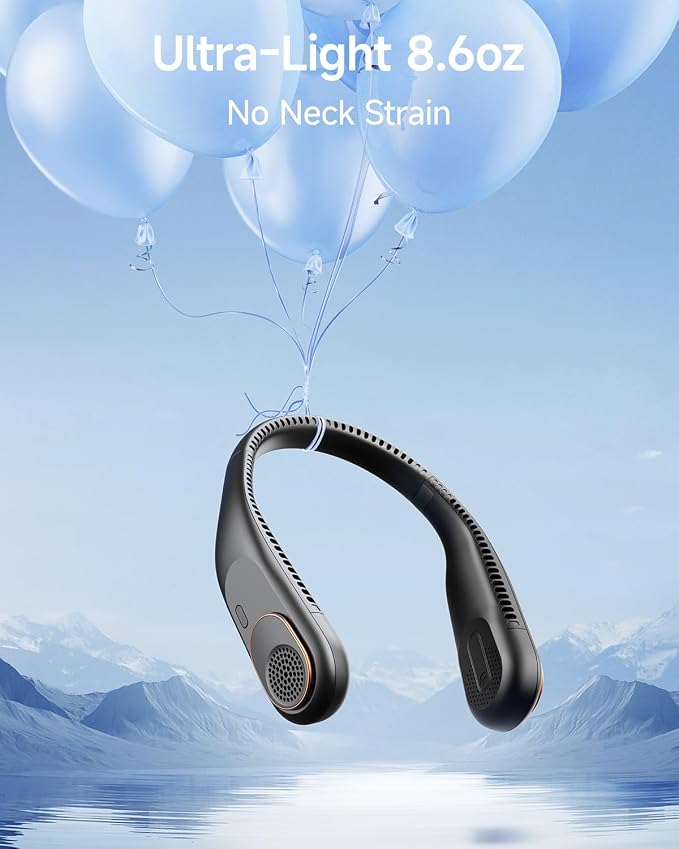 SWEETFULL Portable Neck Fan: 5200mAh Bladeless Personal Fan | 4 Speeds, 20H Max Runtime, No Hair Twist Quiet Wearable Fan for Travel | Birthday Gifts for Men Women Mom Dad