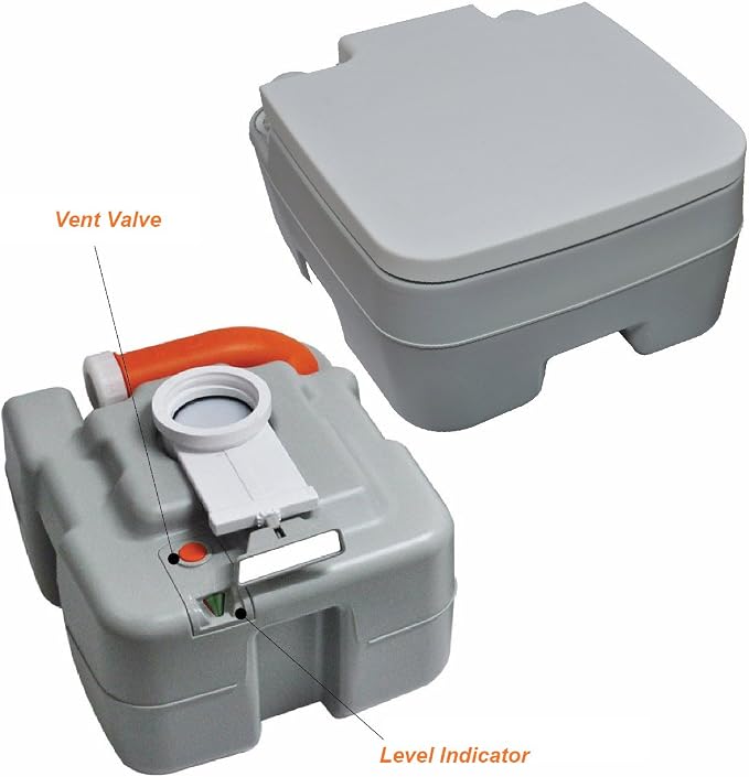 SereneLife Portable Toilet – Compact RV Travel Potty Seat with Cover, 5.3 Gallon Waste Tank, Pump Flush, Leak and Odor Proof – Ideal for Campers, Boating, and Outdoor Activities