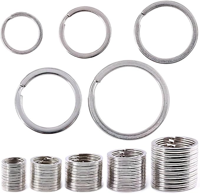 Swpeet 60 Pcs Assorted Multi-Purpose Metal Keychain Rings Split Keyrings Flat O Ring for Home Car Keys Attachments Keys Pendants - 20mm, 25mm, 30mm, 35 mm, 38 mm