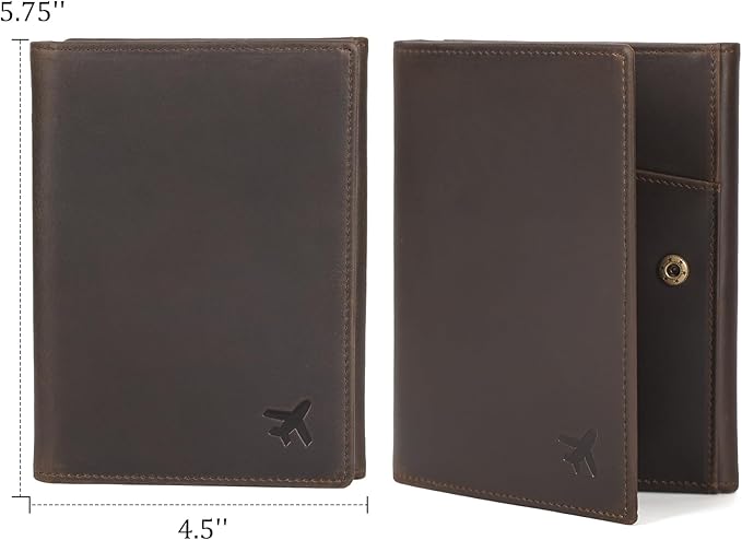 Polare Full Grain Leather Pilot Wallet Passport Holder RFID Blocking Tri-fold Travel Cover Document Organizer for Aviation Professionals