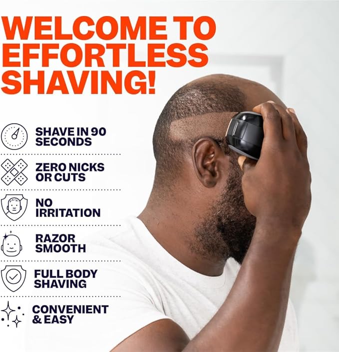 Freebird Electric Head & Body Hair Shaver - Mens Cordless Waterproof Razor with Rotary Blades (FlexSeries, Shaver Kit + One Blade Refill)
