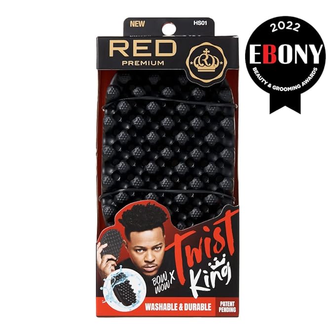 Red by Kiss Bowwow Twist King Premium Luxury Twist Styler Comb Brush, Durable Washable Alternative for Sponge for Barbers and Daily Use, Ideal for Afro, Curly, Coiled, 4C Hair
