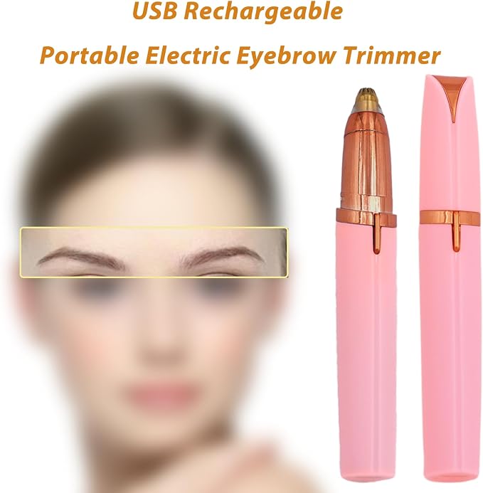 LiXiongBao USB Rechargeable Portable Electric Eyebrow Trimmer Pen for Women,Painless Precision Eyebrow Hair Remover, Safe Eyebrow Shaver Razor Tool for face Leg Lip Armpit Hand(Pink)