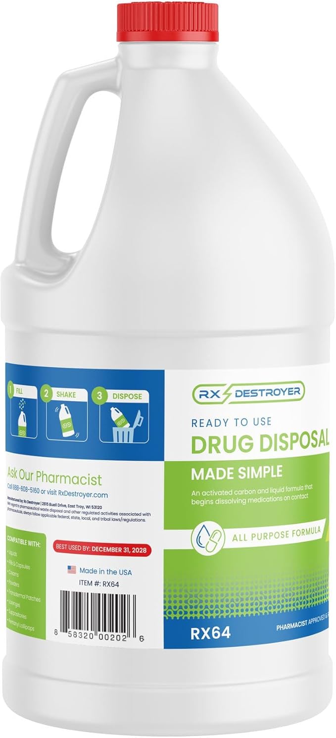 Rx Destroyer All-Purpose Formula - Eco-Friendly Medication Buster Solution, Drug Disposal in a Bottle for Pills, Capsules, Tablets, Liquids - 64 oz., 1 Count, 2 Packs, 2 Total