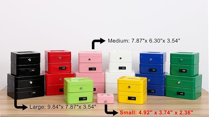 xydled Locking Steel Mini Cash Box with Removable Coin Tray and Key Lock,4.92" x 3.74" x 2.36",Black