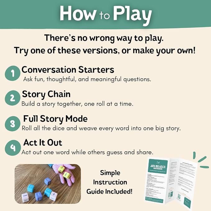 Just Roll With It Conversation Dice | Dementia Activities for Seniors | Alzheimer’s & Dementia Story Dice Cubes | Great for Individuals Living with Dementia, Families and Caregivers