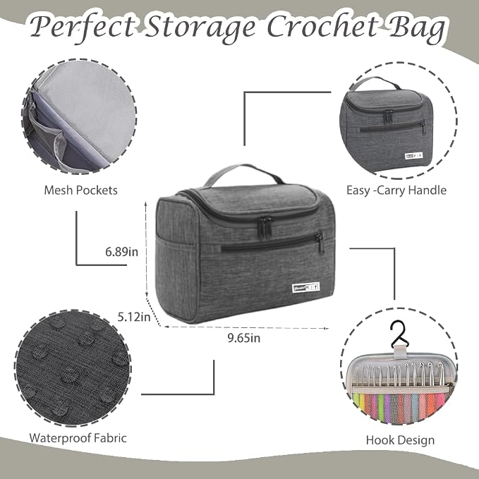 Yarniss Crochet Kit for Beginners - 840 Yards Crochet Yarn and 12 Sizes (2.0-8.0mm) Ergonomic Hooks with Organizer Bag, All Inclusive Crocheting & Knitting Set for Adults