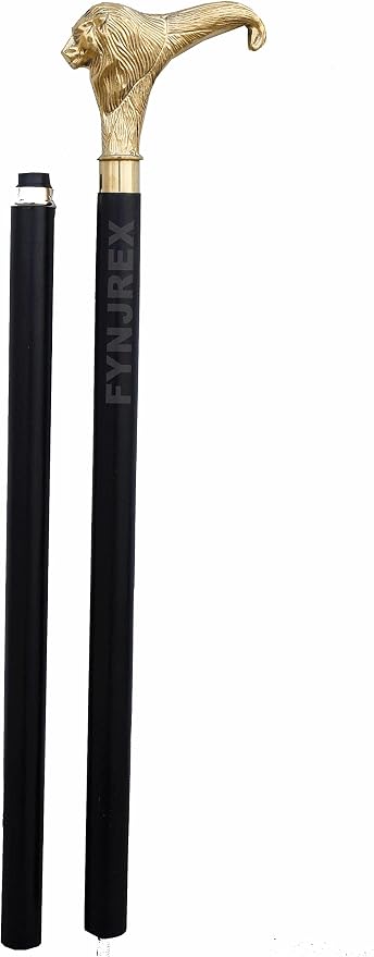 FYNJREX Walking Cane with Brass Handle - Lightweight Walking Stick - Canes for Men,Women and Seniors – Vintage Victorian Cane - Grandpa Gift