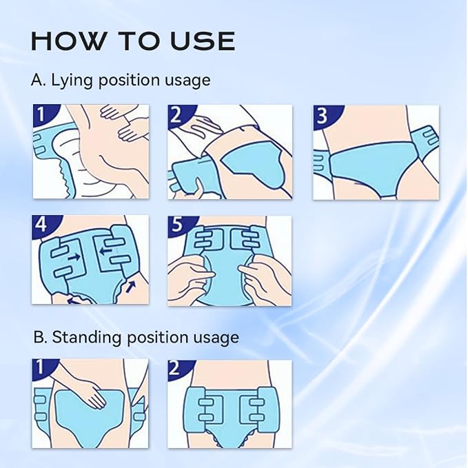 Bariatric Adult Diapers 5XL Women&Men of Deodorization,Medical Waist 64-85IN Postpartum Diapers,Absorb Effectively Disposable Incontinence Underwear with Tabs 8PCS/Box Fixed Firmly Advanced Technology