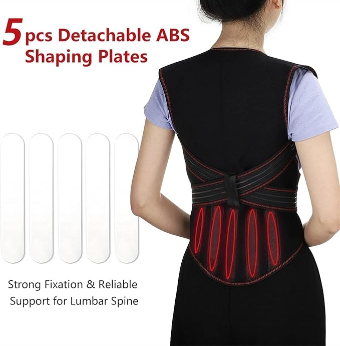 Physical Therapy Back Brace Posture Corrector for Seniors Men & Women Self-Heating 108pcs Magnets Full Back Lumbar Support Belt Shirts Vest Pain Relief for The Elderly