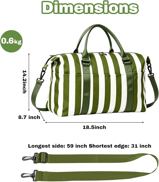Travel Duffle Bag for Women, Carry On Weekender Tote with Trolley Sleeve | Waterproof overnight bag for gym, sports, hospital stays, labor and delivery; spacious carry-on design for short trips.