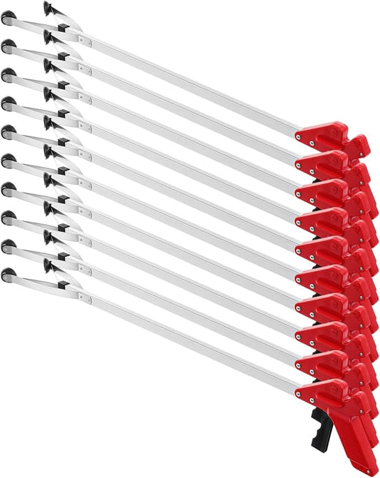 Sabary 10 Pack Suction Cup Reacher Grabber Heavy Trash Picker Grabber Tool, Long Handy Aids Nonslip Claw Reach Tool for Elderly Pick up Stick Arm Extension Litter Picker(Red,35 Inch)