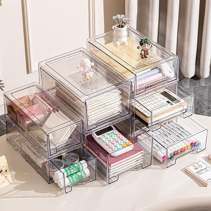 clear Drawer-Type Plastic Storage Box Bins Organizer，Family First Aid Kits Medicine cabinet Box Organizer,Closet ，Shelf，Ointments, Adhesive Bandages，Cosmetics,Office Items (clear, 2L Extra Large)