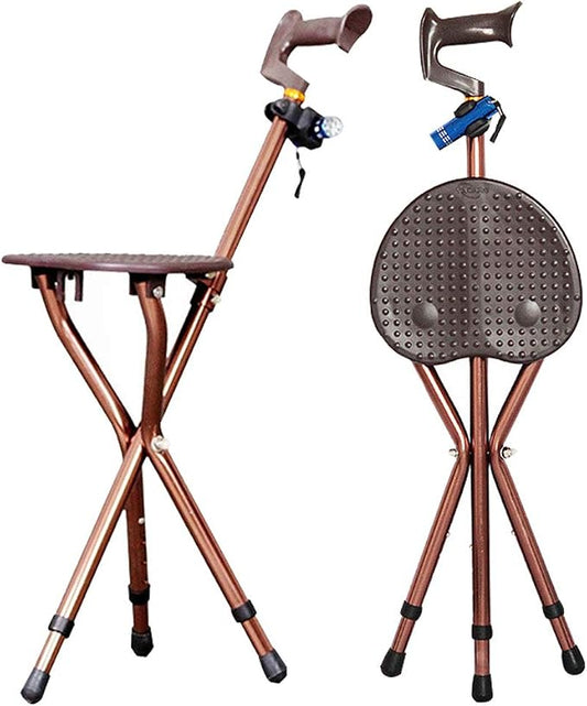 Alloy Folding Cane with Seat, Lightweight Walking Stick Cane with Seat 400lbs Capacity,Adjustable Height (32"-36") & Seat (18"-23"),Portable Cane Seat Chair with Anti-Slip Support for Adults Seniors