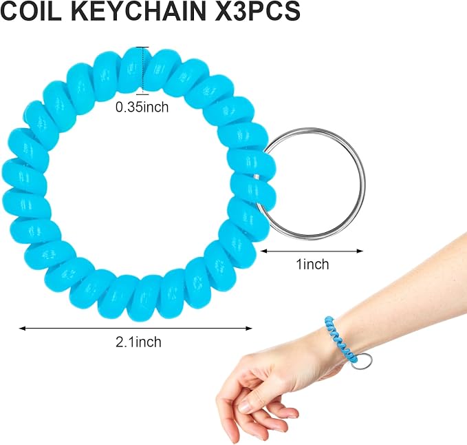 Spiral Coil Keychain, Anti-lost Key Chain Holder Lanyard Cord for Sauna Outdoor Sports and Gym Pool