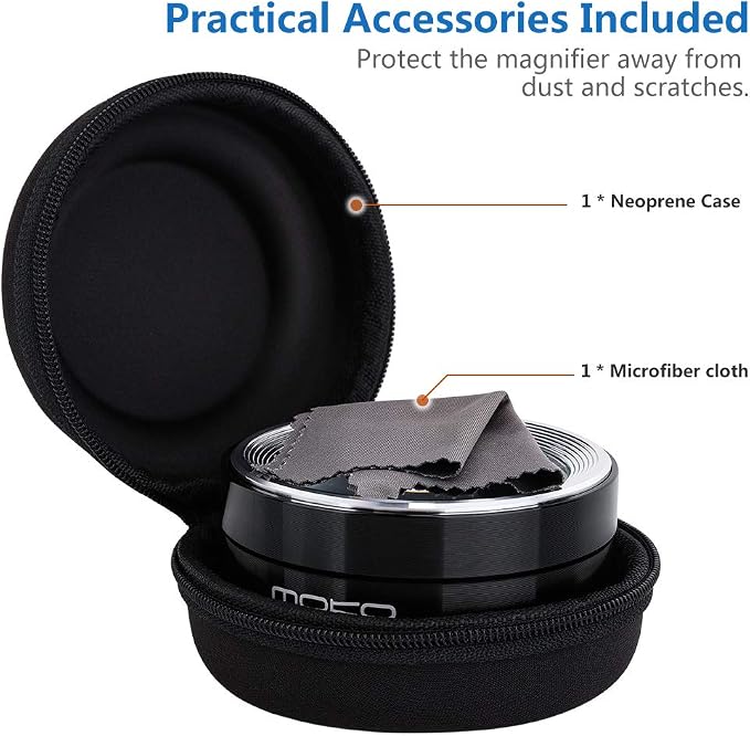 MoKo LED Lighted Desktop Magnifier Dome with 5X Magnification, Magnifying Glass with Light Large Viewing Area for Seniors Reading, Inspection, Exploring, Coins, Low Vision - Carrying Case Included