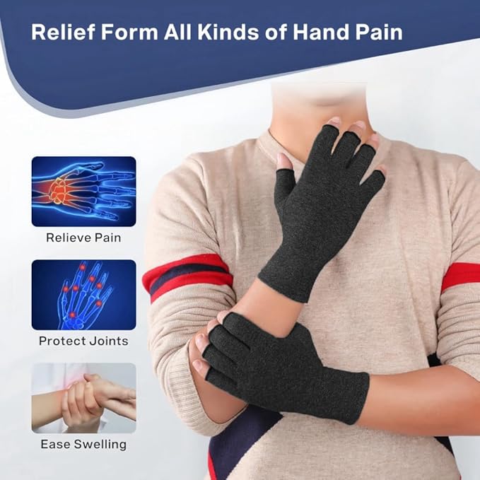 Arthritis Gloves for Women for Pain, Men and Women Fingerless Compression Wrap for Hand Pain and Osteoarthritis Compression Gloves Women,S,Black