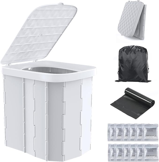 Hapoon XL Portable Toilet for Adults & Kids, Extra Large Camping Toilet | XL Portable Folding Toilet with Lid,Travel Portable Potty for Adults,Porta Potty Car Toilet, Portable Bathroom for Outdoor