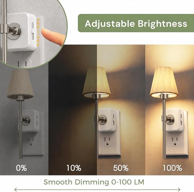 L LOHAS LED Night Lights Plug into Wall, Pleated Fabric Cover Night Light | Vintage Nightlight With Dusk to Dawn Sensor, 0-100LM Dimmable, for Bedroom Living Room Hallway