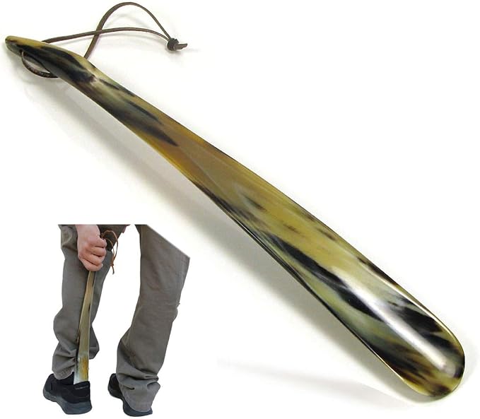 Shoe Horn Made with Real Horn Handmade. Easy Grip Long handle Shoehorn for Men,Women Seniors, Pregnancy, Elderly, back pain, tall people and kids Shoes & Boots.Best Gift Idea Home or Travel Use.(20'')