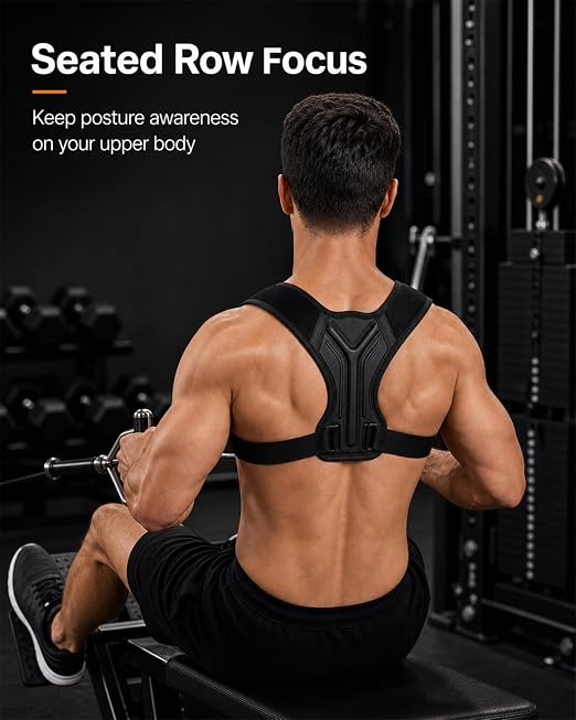 Workout Posture Corrector for Men, Upper Back Gym Trainer | Y-Back EVA panel, adjustable foam straps, gentle upper-back reminder for chest, shoulder and back workouts