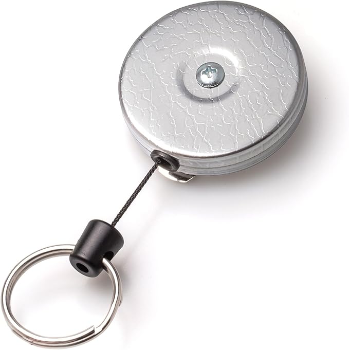 KEY-BAK Original Retractable Key Holder with a Front, Steel Belt Clip, and a Split Ring