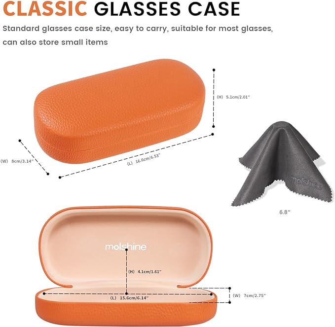 molshine Hard Shell Leather Sunglasses Case,Classic Large Glasses Case for Women Men,Sunglass Eyeglasses