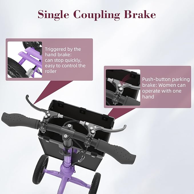 Lightweight Knee Scooter Crutch Alternative, Foldable & Adjustable Knee Scooter for Adults for Foot Surgery, Steerable Knee Walker with Detachable Basket, Includes DIY Stickers-Cream Purple