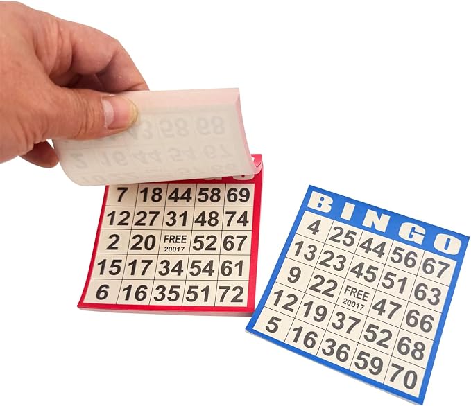 JUNWRROW Bingo Paper Game Cards - 1000 Sheets (100 Books of 10 Colors) - 4"x4" Disposable Cards- Ideal for Seniors, Family Game Night, Large Groups,Classroom Activities