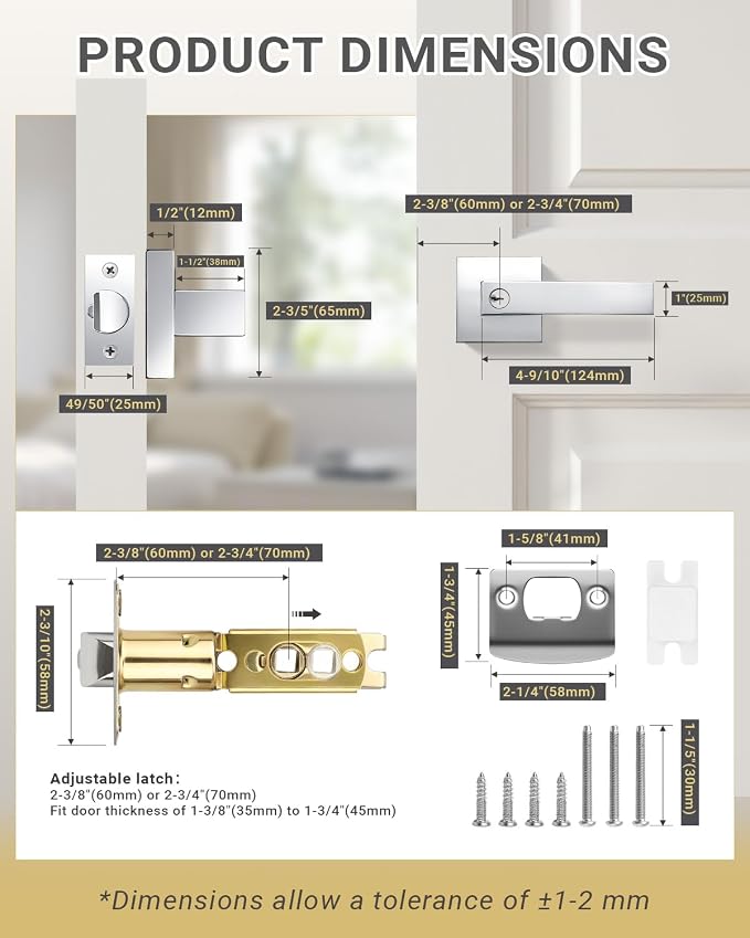 KNOBWELL 3 Pack Polished Chrome Door Levers with Lock and Key, Front Door Handle Keyed Alike Doorknobs Reversible for Left and Right