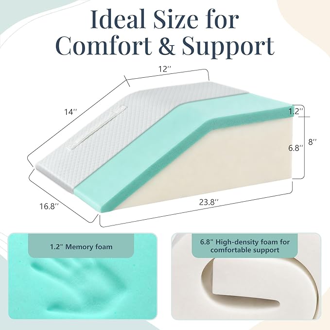 Yojoker Leg Elevation Pillow Blood Circulation, Memory Foam Wedge Pillow for Legs Swelling, Leg Elevation Pillows for After Surgery, Knee Wedge Pillow for Sleeping Back Hip Ankles Relief Dark Grey