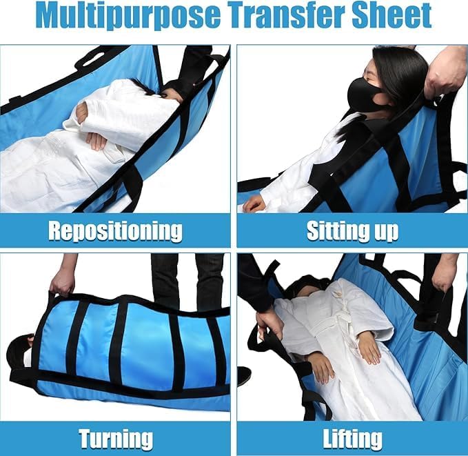 40"x48"Transfer Sheets for Elderly,Upgrade 440 LBS Load-Bearing Positioning Bed Pad with Reinforced Handles,Washable Reusable Elderly Transfer Pad Easy Lift & Transfer,Slide Sheets