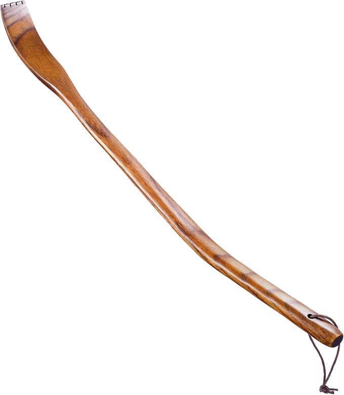 Tomorotec Back Scratcher, Camphor Wood Curved Long Handle for Men Women | Hand-Carved Lightweight Itch Relief Body Scratch Tool, 17.5 Inch, Great Gift For Adults Seniors Dad Mom Grandparents