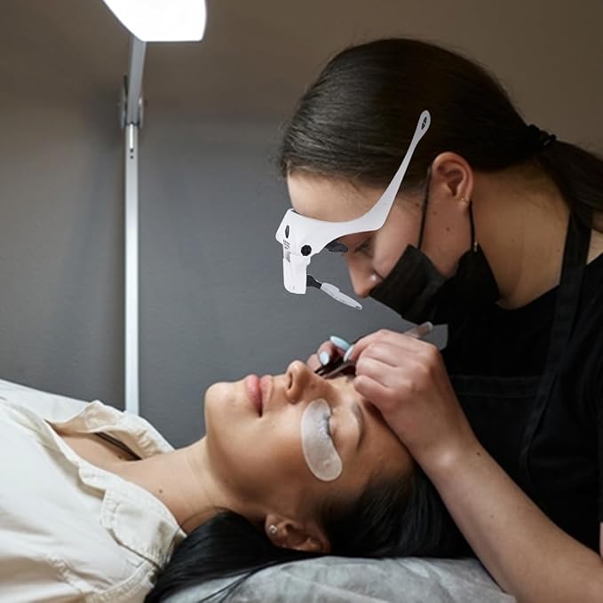 YOCTOSUN Magnifying Glasses with 4 LED Lights, Headband Magnifier with 5 Detachable Lenses 1X, 1.5X, 2X, 2.5X 3.5X -Rechargeable Hands Free Lighted Head Magnifier Glass for Crafts, Cross Stitch, Hobby