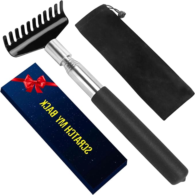 Oversized Portable Extendable Back Scratcher, Upgraded Metal Stainless Steel Telescoping Back Scratcher Tool with Canvas Carrying Bag