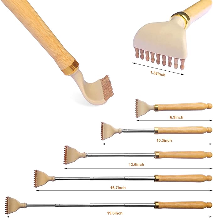 Telescoping Back Scratcher, Portable Extendable Bamboo Back Scratcher for Men Women with Beautiful Present Packaging, Body Scratcher for Adults